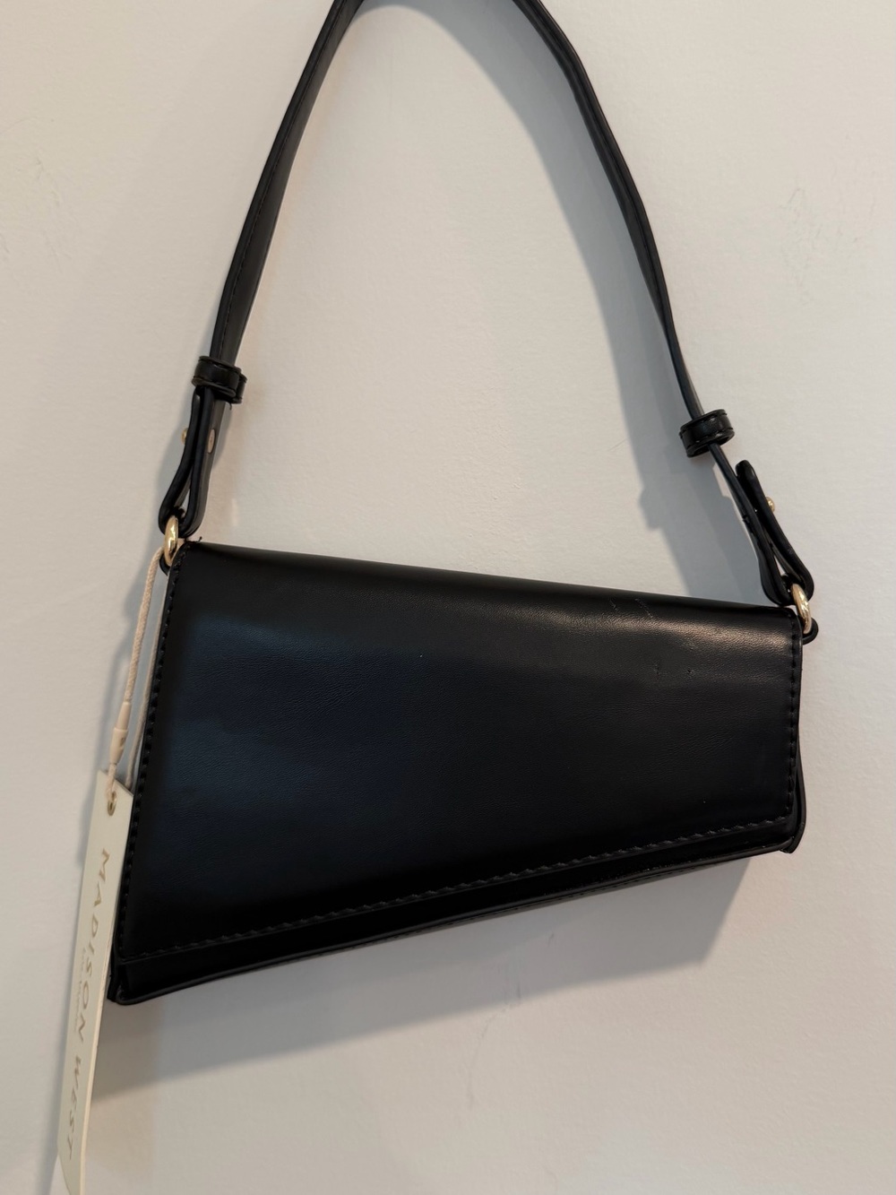 Black Leather Shoulder Bag - Classic